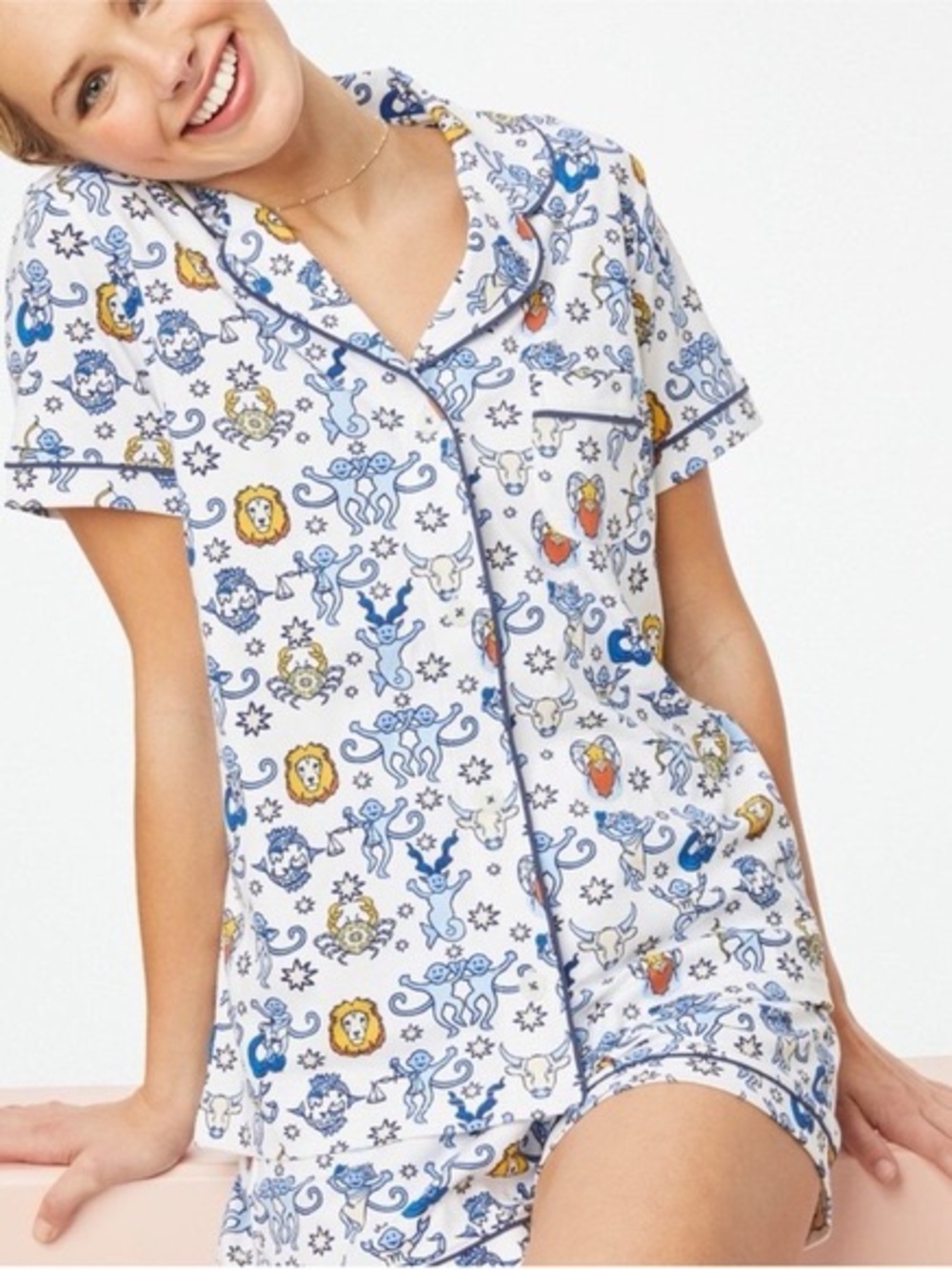 Roller rabbit Short-Sleeve White Zodiac Print Kids Pajama. SHIRT ONLY!